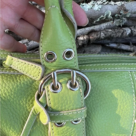 Bandolino Lime Green Leather Satchel Bag - Picture 11 of 14